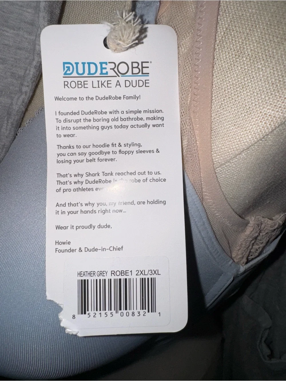 NWT DudeRobe 2/3XL Heather Gray Hooded Bathrobe Mens
